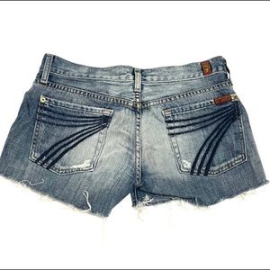 7 For All Mankind Dojo Low Rise DIY Cutoff Denim Jean Shorts size 28